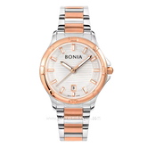 BONIA BNB10750-2612 Silver Rosegold Dial White Stainless Steel