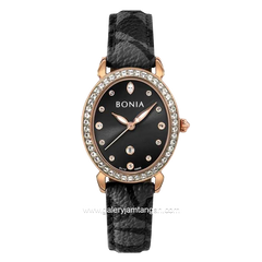 BONIA BNB10830-2537S Black Rosegold Leather Strap