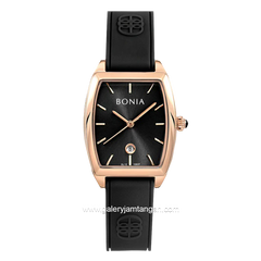 BONIA BNB10837-2532 Black Rosegold Rubber Strap