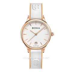 BONIA BNB10838-2512 White Rosegold Rubber Strap