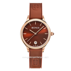BONIA BNB10838-2542 Brown Rosegold Rubber Strap