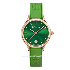 BONIA BNB10838-2592 Green Rosegold Rubber Strap