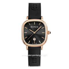 BONIA BNB10839-2532 Black Rosegold Rubber Strap
