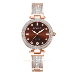 BONIA BNB10850-2647S Rosegold Dial Brown Stainless Steel