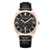 BONIA BNB10857-1532 Black Rosegold Leather Strap