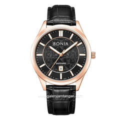 BONIA BNB10857-1532 Black Rosegold Leather Strap