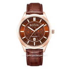 BONIA BNB10857-1542 Brown Rosegold Leather Strap