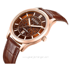 BONIA BNB10857-1542 Brown Rosegold Leather Strap