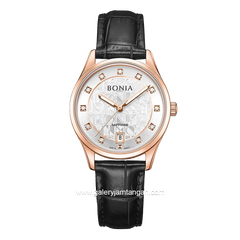 BONIA BNB10857-2517 Black Rosegold Leather Strap
