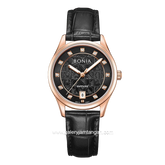 BONIA BNB10857-2537 Black Rosegold Leather Strap