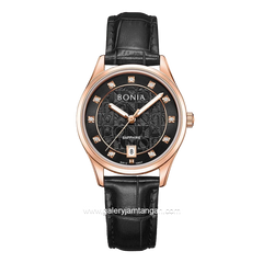 BONIA BNB10857-2537 Black Rosegold Leather Strap