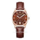BONIA BNB10857-2547 Brown Rosegold Leather Strap