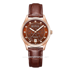 BONIA BNB10857-2547 Brown Rosegold Leather Strap