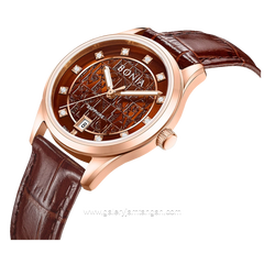 BONIA BNB10857-2547 Brown Rosegold Leather Strap
