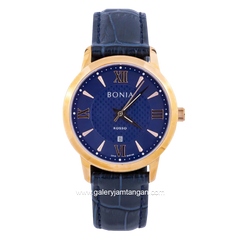 BONIA BNR166-3583 Blue Rosegold Leather Strap