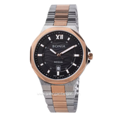 BONIA BNR181-1633 Silver Rosegold Dial Black Stainless Steel Strap