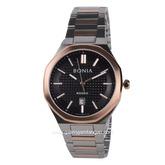 BONIA BNR185-1632 Silver Rosegold Dial Black Stainless Steel Strap
