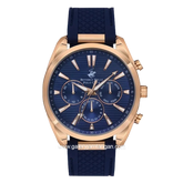 Beverly Hills Polo Club BP3337X.499 Blue Rosegold Rubber Strap