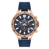 Beverly Hills Polo Club BP3411X.499 Blue Rosegold Rubber Strap