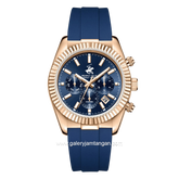 BEVERLY HILLS POLO CLUB BP3836X.499 Blue Rosegold Silicone Strap