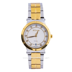 BONIA BNR129-2117 Silver Gold Dial White Stainless Steel