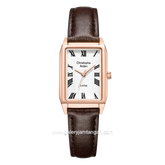 Christophe Arden CA 1007 LH LRGSL Brown Rosegold Dial White Leather Strap