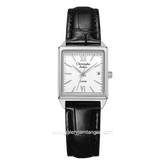Christophe Arden CA 2003 LD Black Silver Dial White Leather Strap