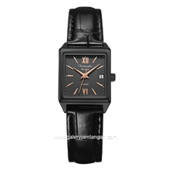 Christophe Arden CA 2003 LD Black Hour Marker Rosegold Leather Strap