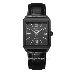 Christophe Arden CA 2003 MD Black Hour Marker Silver Leather Strap