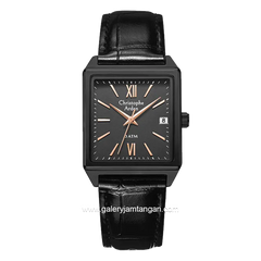 Christophe Arden CA 2003 MD Black Hour Marker Rosegold Leather Strap