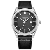 Christophe Arden CA 2005 MD Black Silver Dial Black Leather Strap