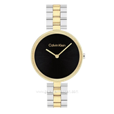 CALVIN KLEIN 25100012 Silver Gold Dial Black Stainless Steel