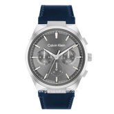 CALVIN KLEIN 25200444 Blue Dial Grey Leather Strap