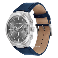 CALVIN KLEIN 25200444 Blue Dial Grey Leather Strap