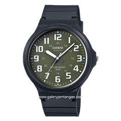 CASIO MW-240-3BVDF Black Dial Green Resin Strap