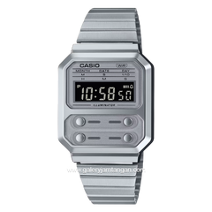 CASIO A100WE-7BDF Silver Digital Stainless Steel Strap