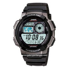 CASIO General AE-1000W-1BVDF Black Digital Rubber Strap