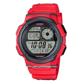 CASIO General AE-1000W-4AVDF Red Dial Black Digital Rubber Strap