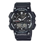 CASIO AEQ-110W-1AVDF Dual Time Black Resin Strap