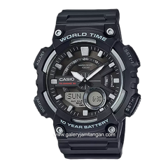 CASIO AEQ-110W-1AVDF Dual Time Black Resin Strap