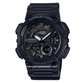 CASIO General AEQ-110W-1BVDF Black Analog Digital Rubber Strap