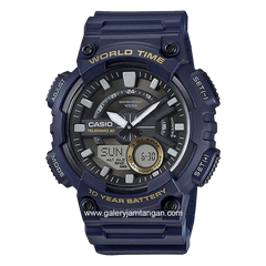 CASIO AEQ-110W-2AVDF Dual Time Navy Black Resin Strap
