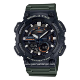 CASIO AEQ-110W-3AVDF Digital Analog Green Black Resin Strap
