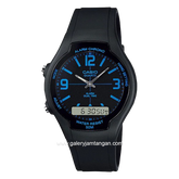 CASIO AW-90H-2BVDF Dual Time Black Resin Strap