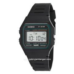 CASIO F-91W-3DG Digital Black Resin Strap