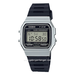 CASIO F-91WM-7ADF Digital Black Silver Resin Strap