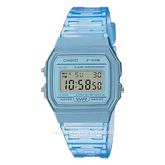 CASIO General F-91WS-2DF Youth Digital Blue Clear Rubber Strap