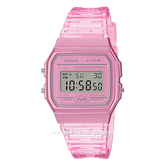 CASIO General F-91WS-4DF Youth Digital Pink Clear Rubber Strap