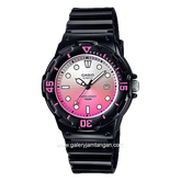 CASIO LRW-200H-4EVDR Black Dial White Pink Resin Strap