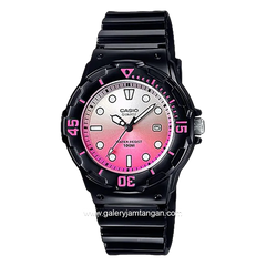 CASIO LRW-200H-4EVDR Black Dial White Pink Resin Strap